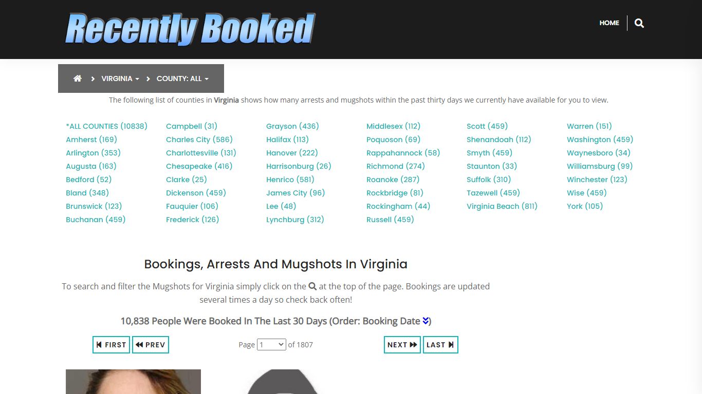 Recent bookings, Arrests, Mugshots in Virginia Beach County, Virginia
