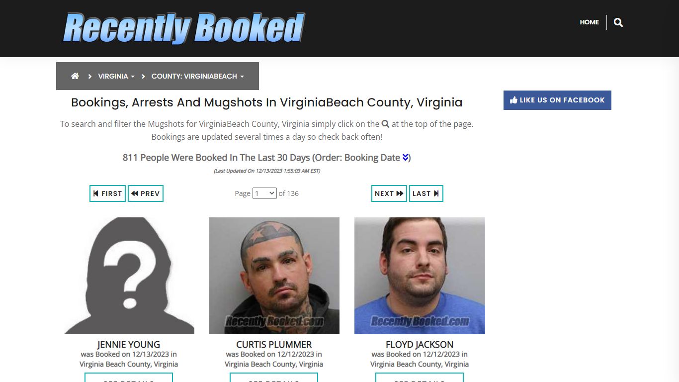 Bookings, Arrests and Mugshots in VirginiaBeach County, Virginia